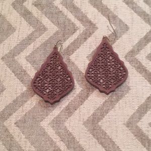 Maroon pendant earrings